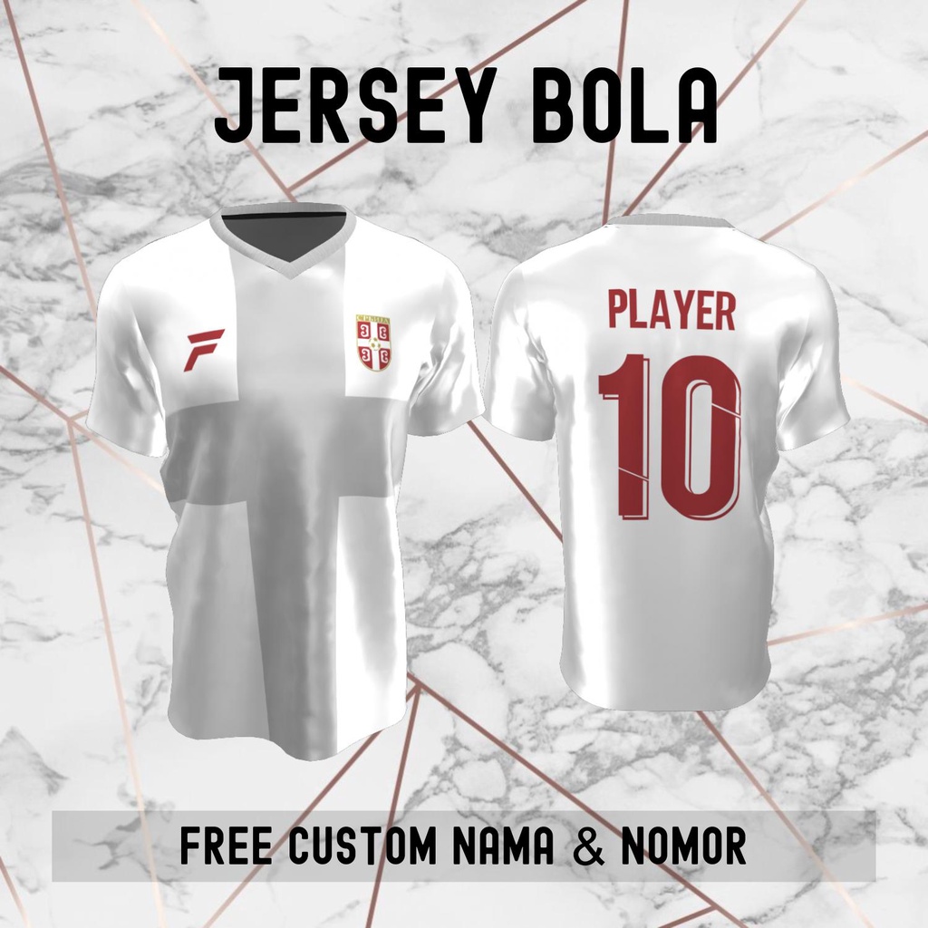 Jersey Serbia Timnas Negara Bola Baju Kaos Custom Nama dan Nomor Punggung - 92