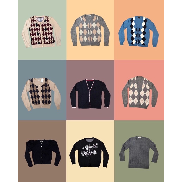 Cardigan Argyle Ketupat Kepang Vest