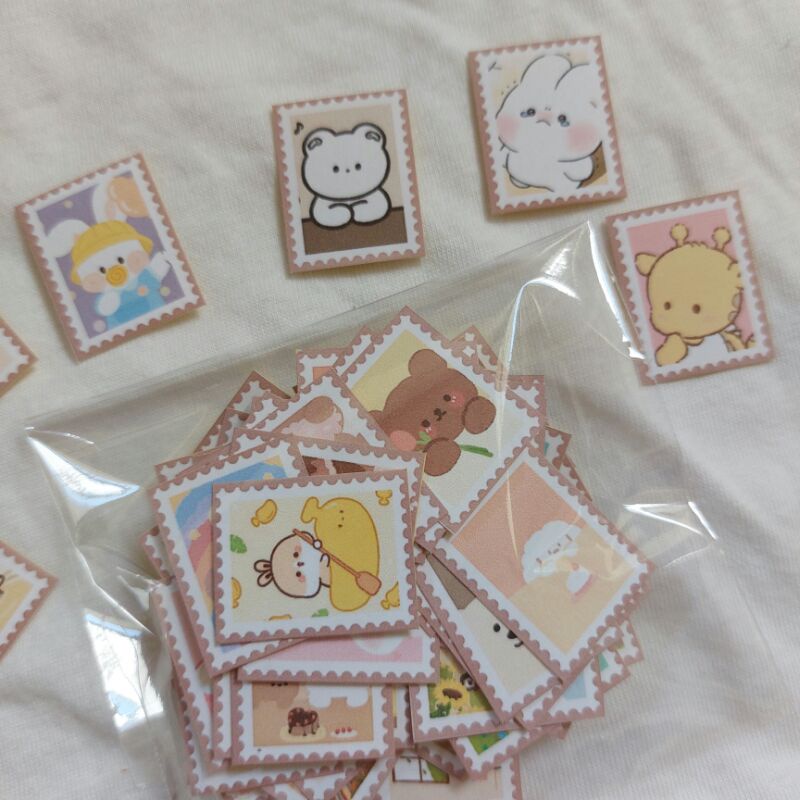 

[100 pcs] stiker kecil imut lucu bentuk perangko bisa untuk freebies