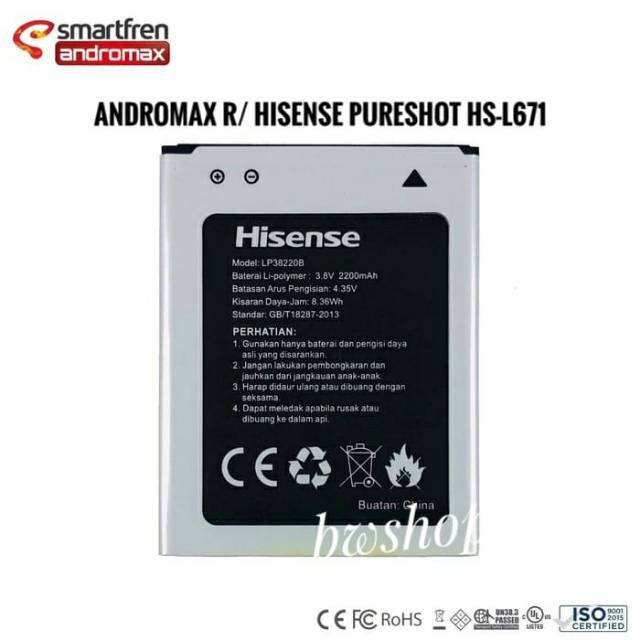 Baterai Hisense Pureshot HS-L671 Batre Smartfren Andromax R 4g LTE LP38220B
