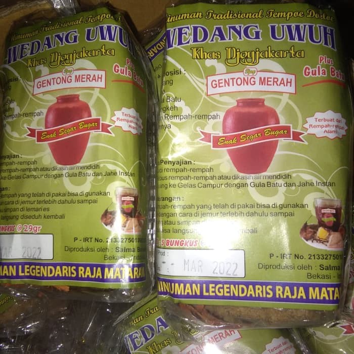 

WEDANG UWUH ORIGINAL ISI 5 BUNGKUS CAP GENTONG MERAH REMPAH REMPAH ALAMI BERKHASIAT MULTIMANFAAT