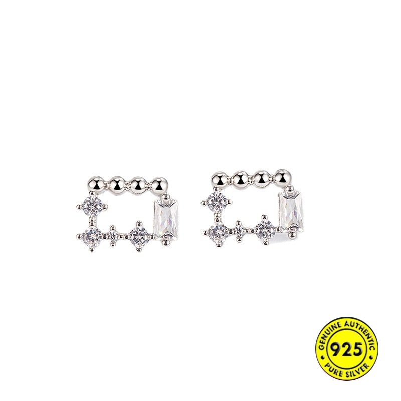 Anting Tusuk Retro Simple Bentuk Persegi Hias Manikmanik Bulat Untuk Wanita U1080