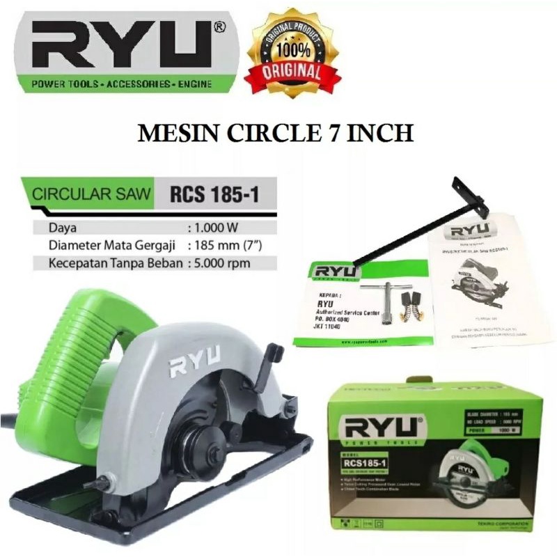 GRATIS!!! MATA CIRCLE 7&quot; X 24T - RYU  RCS 185-1 Mesin Circle Gergaji Kayu Circular Saw 7 Inch Alat Potong Kayu