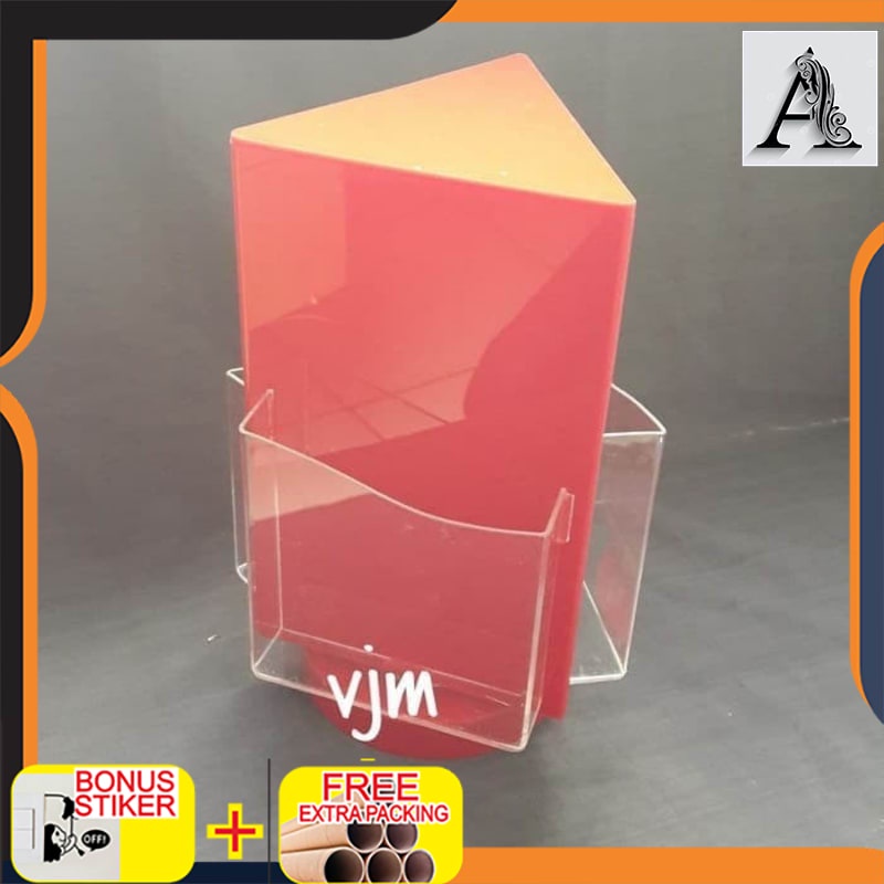 

Terlaris brosur holder acrylic putar 3d merah leaflet holder akrilik