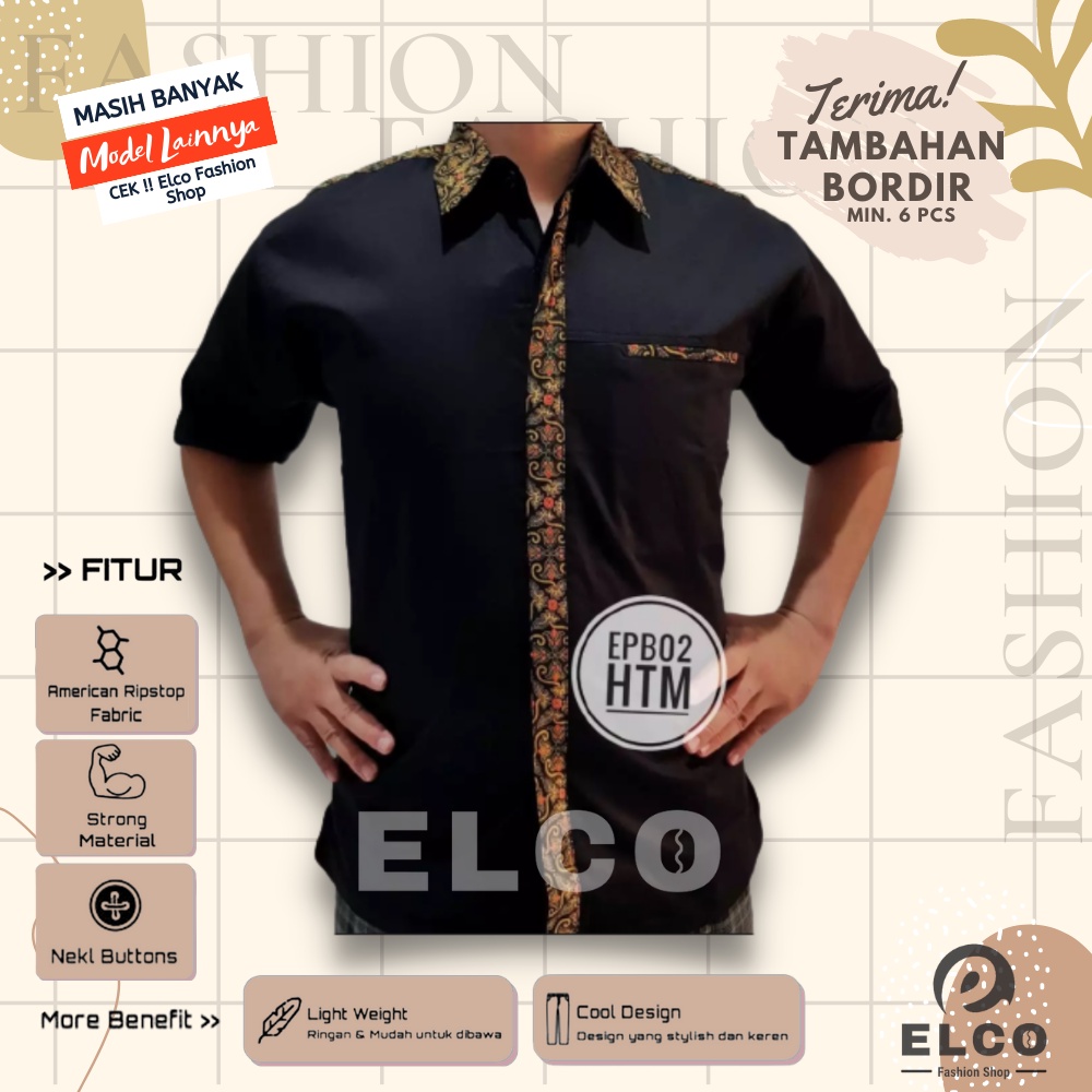 Seragam kemeja baju kerja hitam list batik baju pdh kombinasi kantor promosi event perusahaan komuni