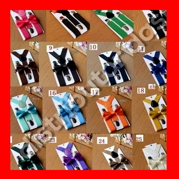 Suspender Anak Dasi Kupu Kupu Set Hitam Merah Biru ready stok