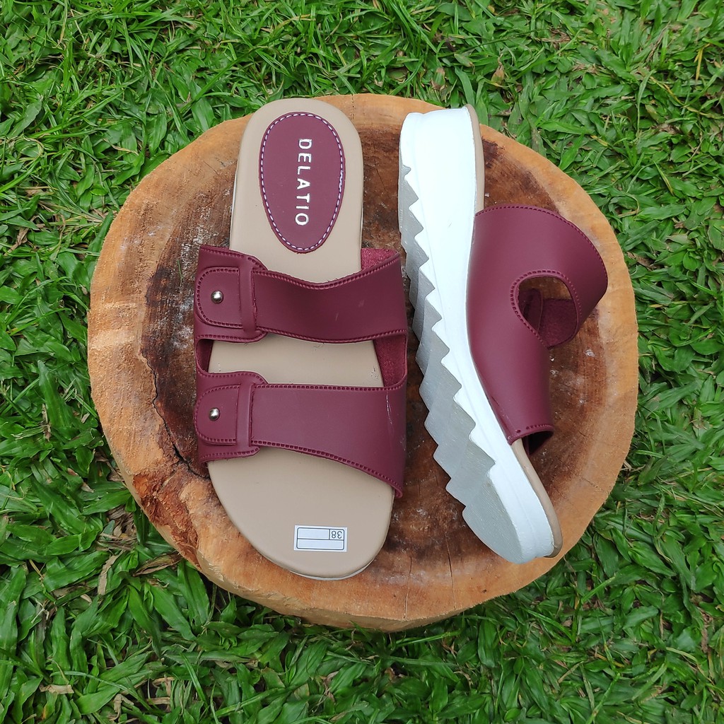 Sandal Wanita Onyx Ban Strip Dua Kulit