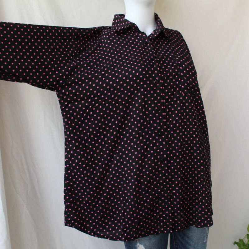 Kemeja Jumbo Wanita Motif Polkadot Bahan Rayon Premium Ld 120