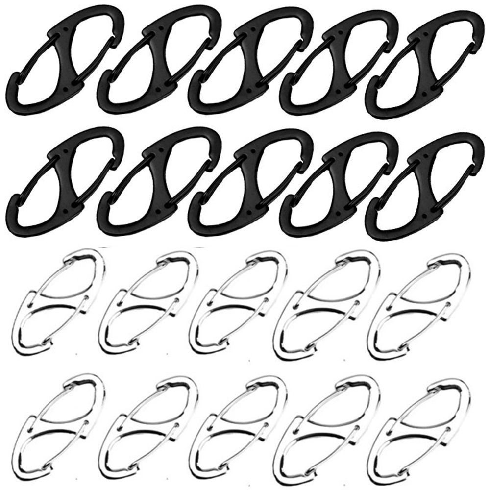 Top 1 / 2 / 3 / 5 / 10 Pcs Gantungan Kunci Carabiner Portable Bentuk Angka 8 Bahan Metal