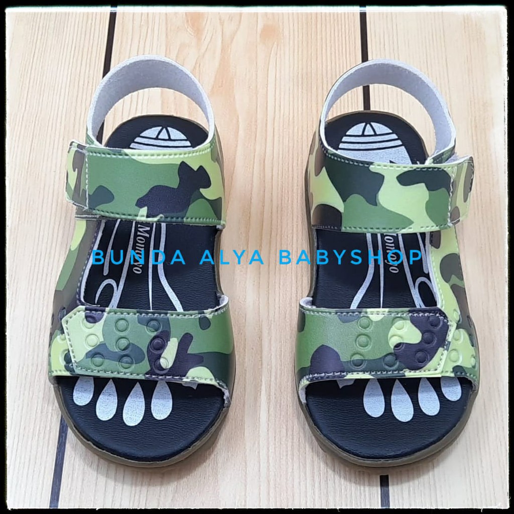 Sendal Anak Laki Laki Usia 6 Bulan 1 Tahun Size 22 - 23- Sendal Gunung Anak Cowok Alas Karet Loreng HIJAU II Army Alas Karet Anti Licin