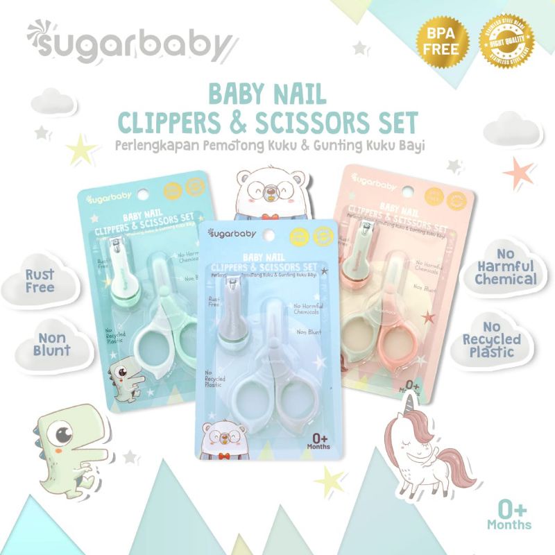 Baby Nails &amp; Hair Kits 4in1 Sugar Baby - Sisir Dan gunting kuku