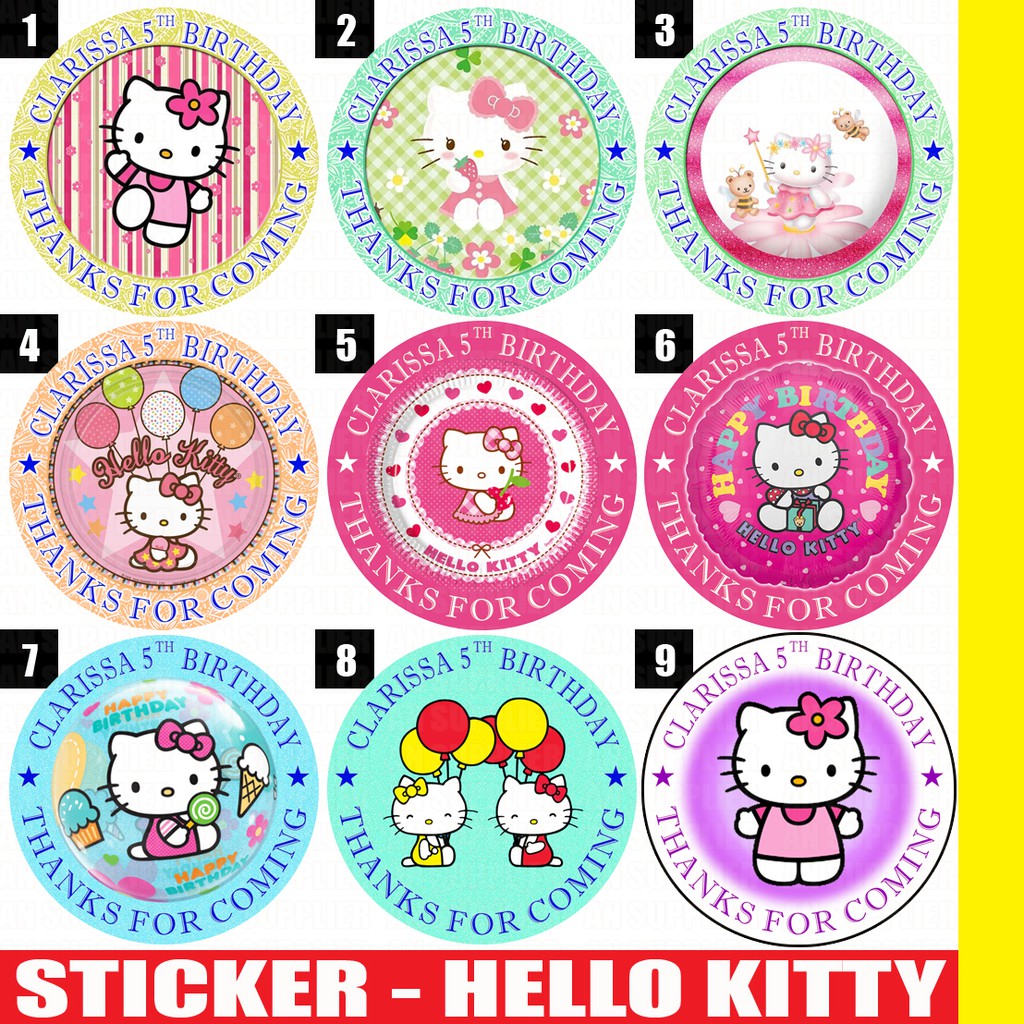 60 Stiker Label Bag Kue Souvenir Ultah Ulang Tahun Hello Kitty Shopee Indonesia