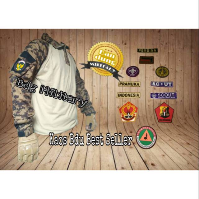 Kaos Lapangan Kerah Pramuka Seragam Sekolah Loreng Perbakin Polo BDU Tshirt PDL Lapangan