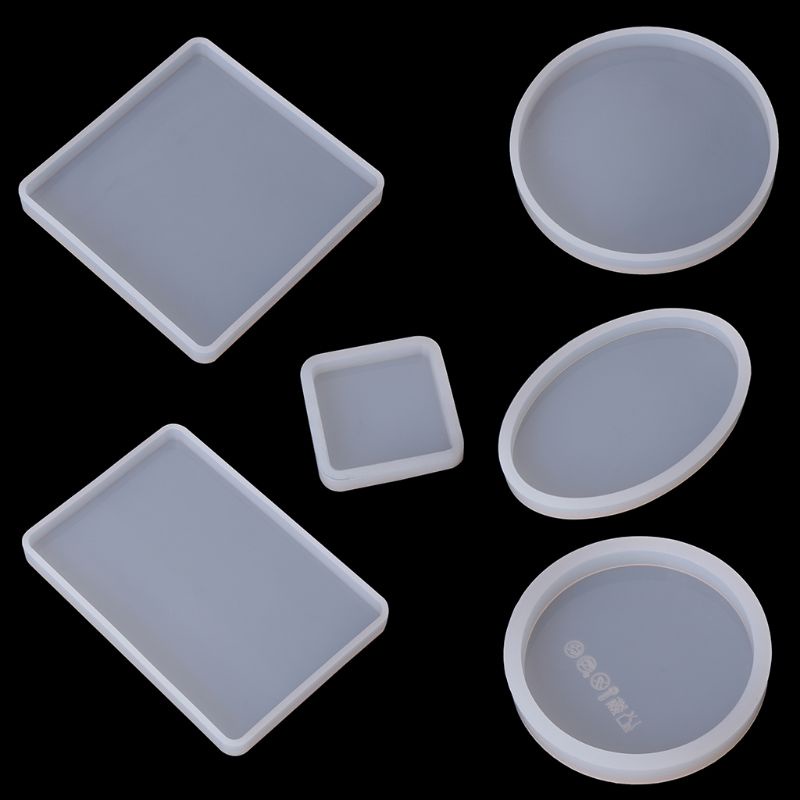 SIY  6 Pcs Resin Mold Square Round Silicone Jewelry Casting Mold Coaster Mould For Pressure Board Epoxy DIY Crafts