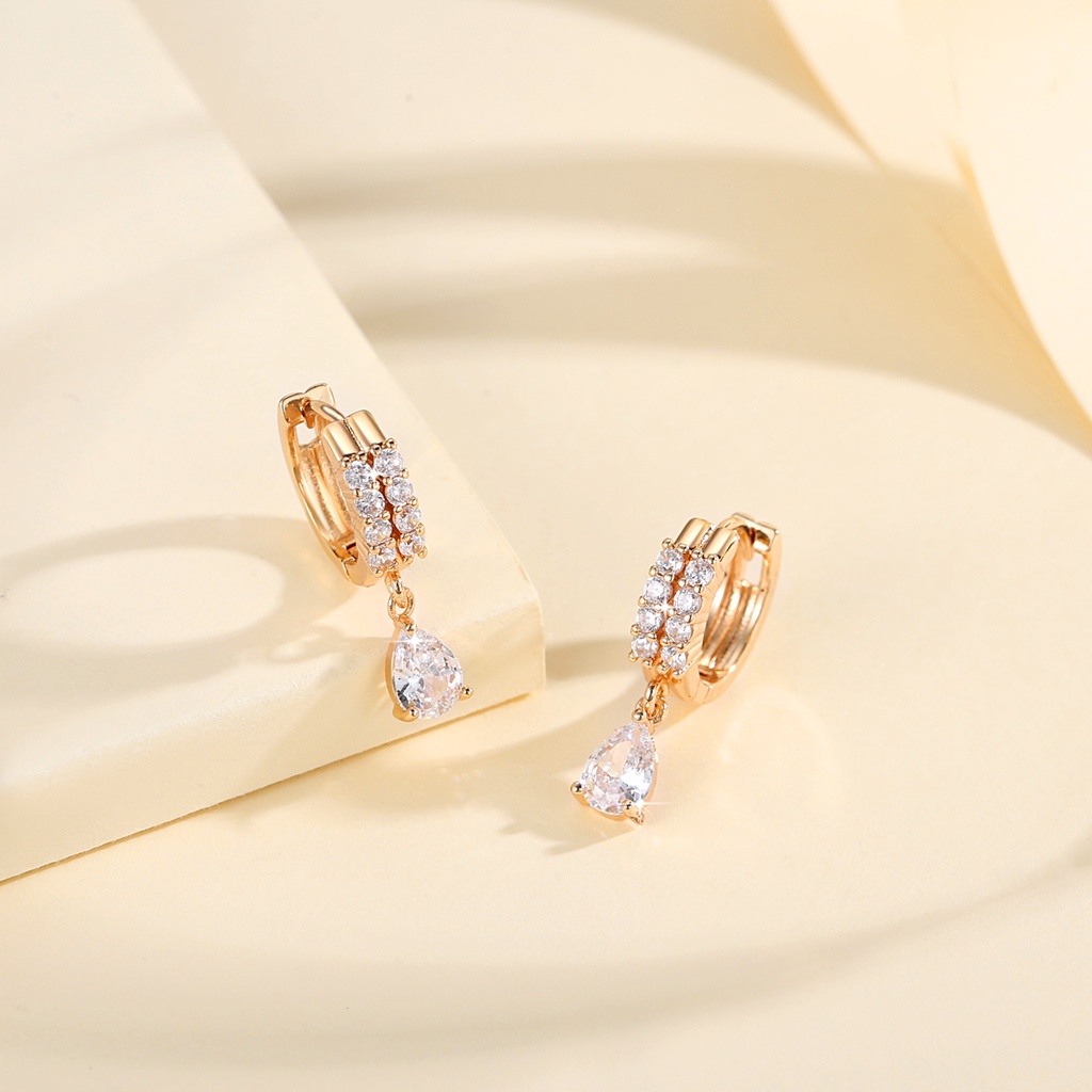 Y529 [COD✔]Gaya Korea Double Drainase Anting-Anting Berlian Fashion Perhiasan Wanita Stud Earrings