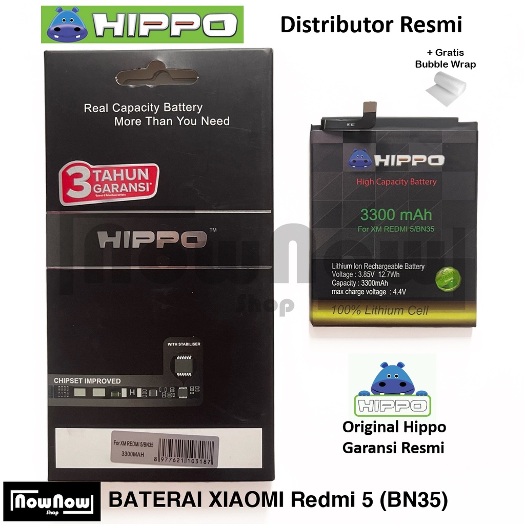 Baterai Hippo Xiaomi Redmi 5 BN35 Original Batre Batrai HP Garansi Resmi