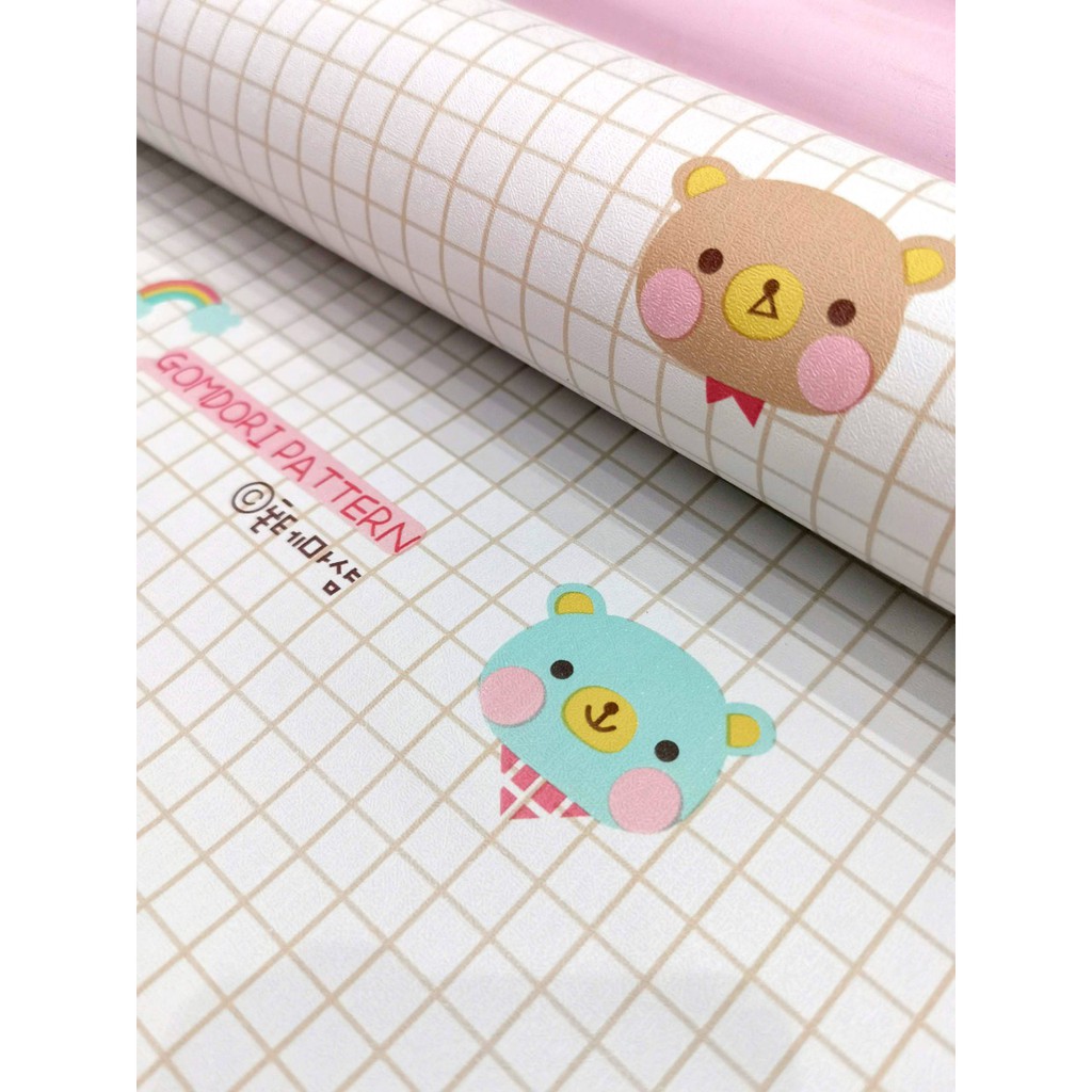 WALLPAPER KMK 738 WALPAPER WELPAPER STIKER SETIKER WALLSTIKER STICKER DINDING TEMBOK KARAKTER KARTUN TEDDY BEAR STRAWBERRY STIKER DAPUR KAMAR ANAK CEWEK COWOK  MANDI