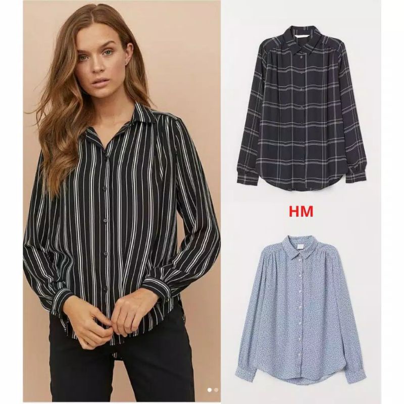 H&amp;M Kemeja Kerja Atasan Wanita | Kemeja Kantor | Kemeja Wanita Formal Original Branded