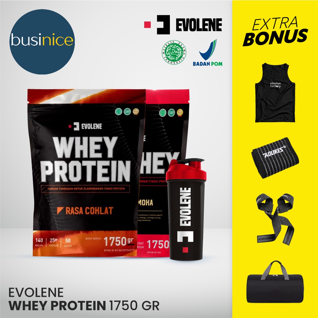 Evolene Evowhey Whey Protein 1750 Gram 50 Sachet BPOM Halal