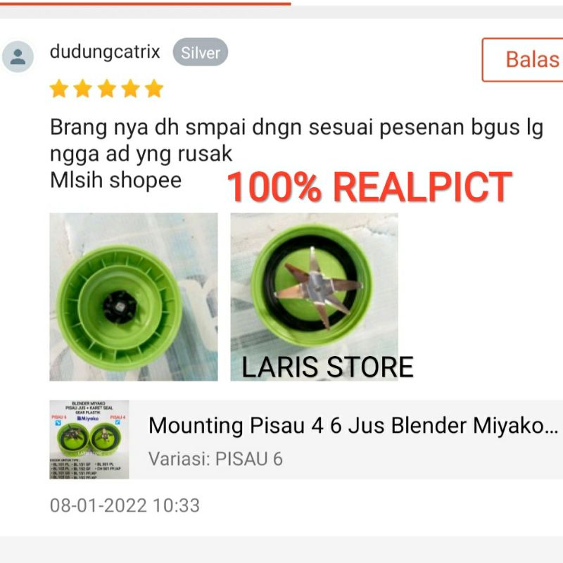 Mounting Pisau 4 6 Jus Blender Miyako Gear Plastik Model Baru BL 101 PL / BL 102 PL / BL 101 GS / BL 102 GS / BL 151 GF / BL 152 GF / BL 151 PF/AP / BL 152 PF/AP / BL 301 PL / CH 501 PF/AP