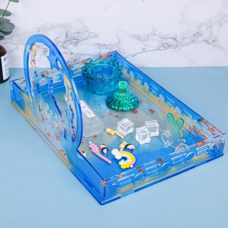 SIY  Christmas Castle Storage Box Epoxy Resin Mold Makeup Cosmetic Display Tray Silicone Mould DIY Crafts Jewelry Holder Mold