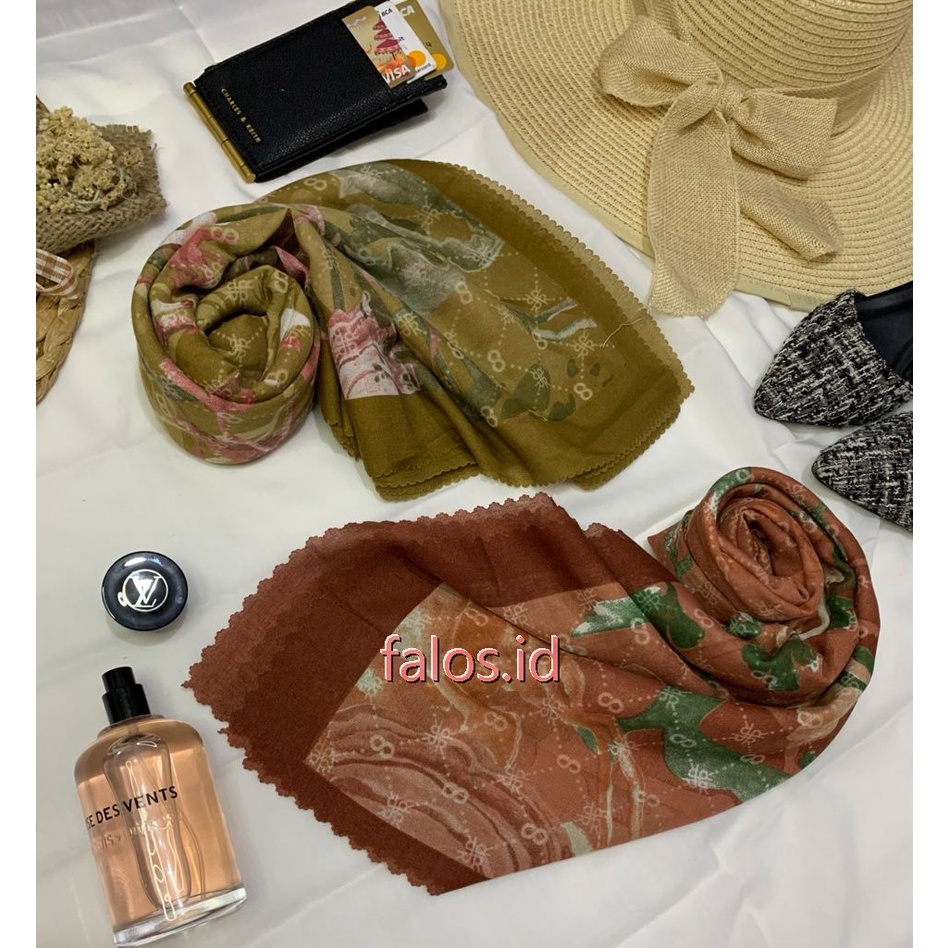 NEW MOTIF  Jilbab Voal Motif, Hijab Segi Empat Lasercut Premium no 91-94