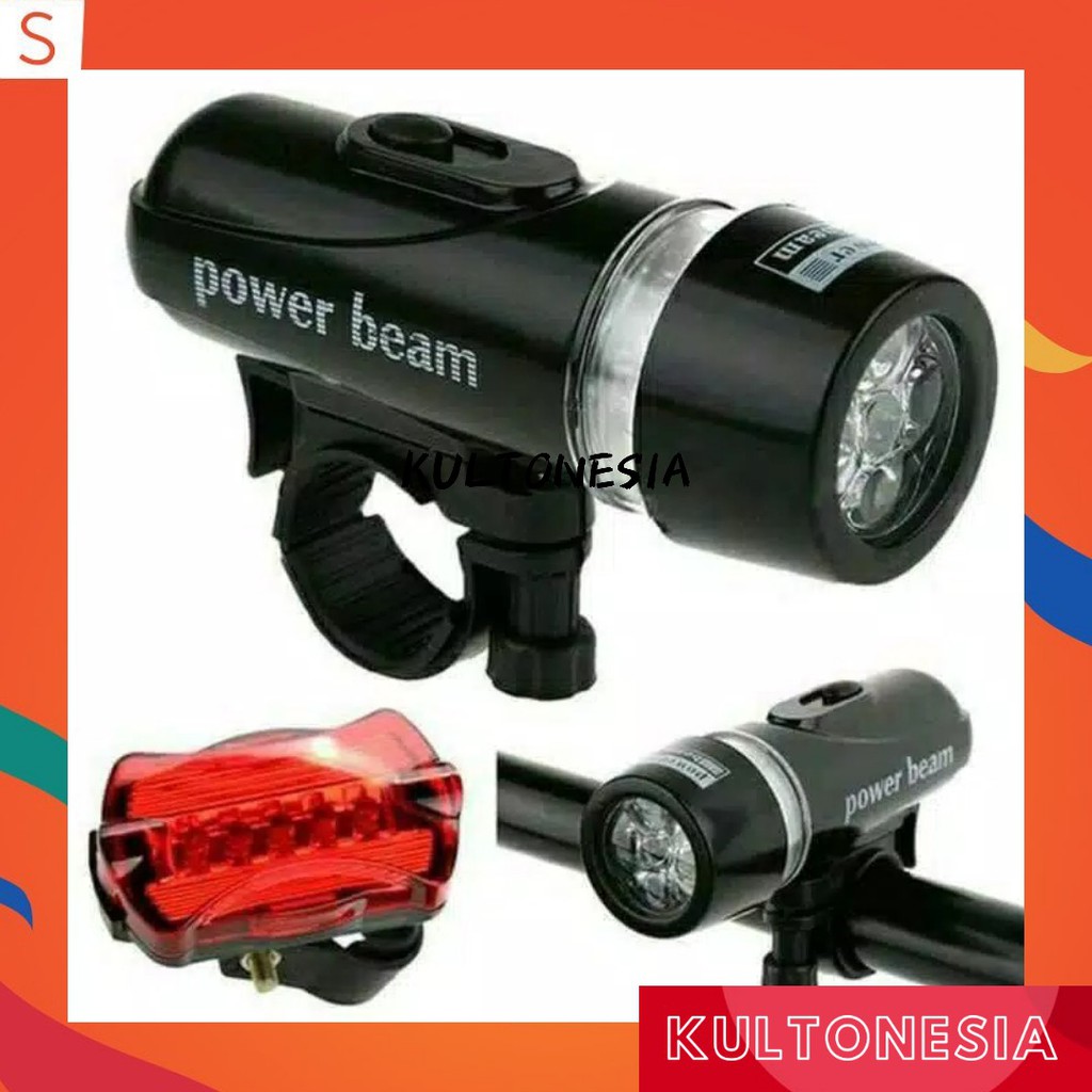 Lampu Sepeda LED 1 set Depan Belakang Anti air - Night lamp Bike Power beam Senter Sepeda Waterproof