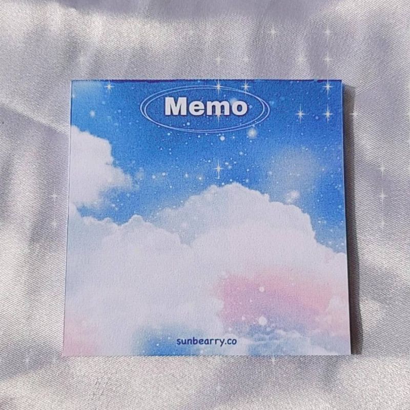 Memo pad by sunbearry.co custom memo pad bts snoppy aesthetic star scrabook-Cloud memo