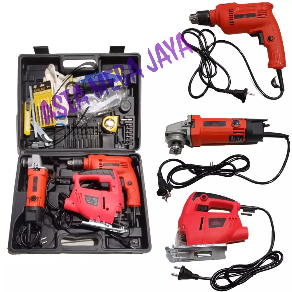 YUKIDO/PORTMAN 1 SET KOPER BOR LISTRIK/ IMPACT DRILL, MESIN GERENDA TANGAN DAN JIGSAW BY JLD/MAKITA