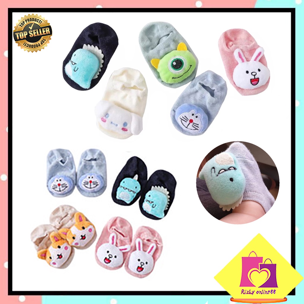 Rizkyonline88 kaus kaki karakter boneka 3D lucu anti slip BB09 (P1)