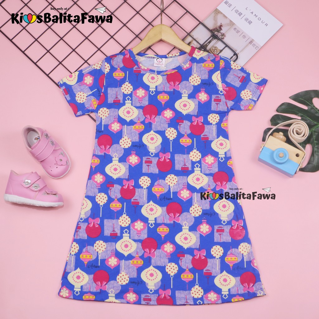 Dress Amirah uk 3-5 Tahun / Lengan Baju Tidur Balita Anak Perempuan Adem Kaos Lucu Dres Harian Murah