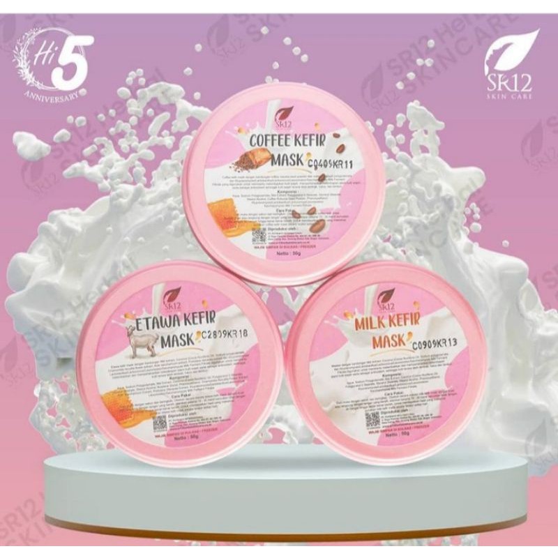 Masker wajah /masker sr12/masker kefir/milk Kefir/etawa Kefir/Coffe Kefir/HERBALL/BPOM/Aman