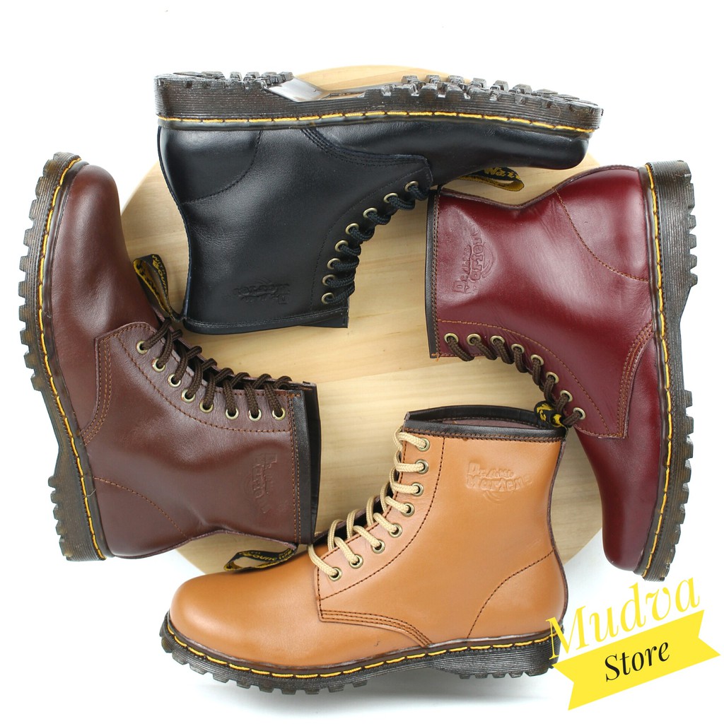 Sepatu Boots Docmart Wanita Model Simple Kulit Asli Sepatu Boots Docmart Wanita Model Simple Kulit Asli