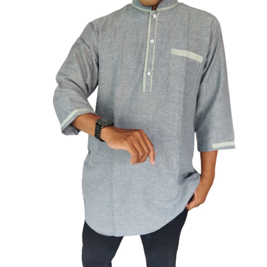 Baju Koko Dewasa Kurta Pakistan Lengan 3/4 Bahan Katun Madina Adem Tebel Halus Bakul Shopp