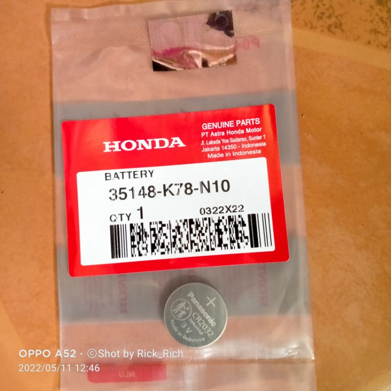 Battery Remot Batu Baterai Remot Honda PCX, Vario 150 & ADV 150 Original Dealer AHM