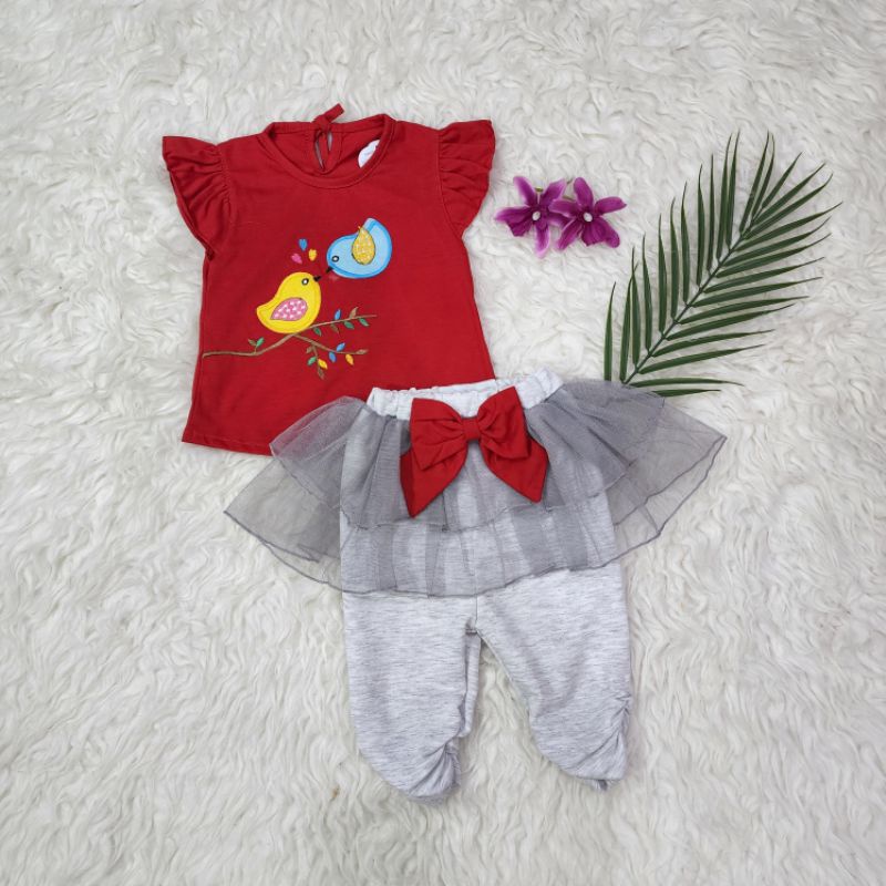 baju bayi perempuan stelan celana tutu baby girl