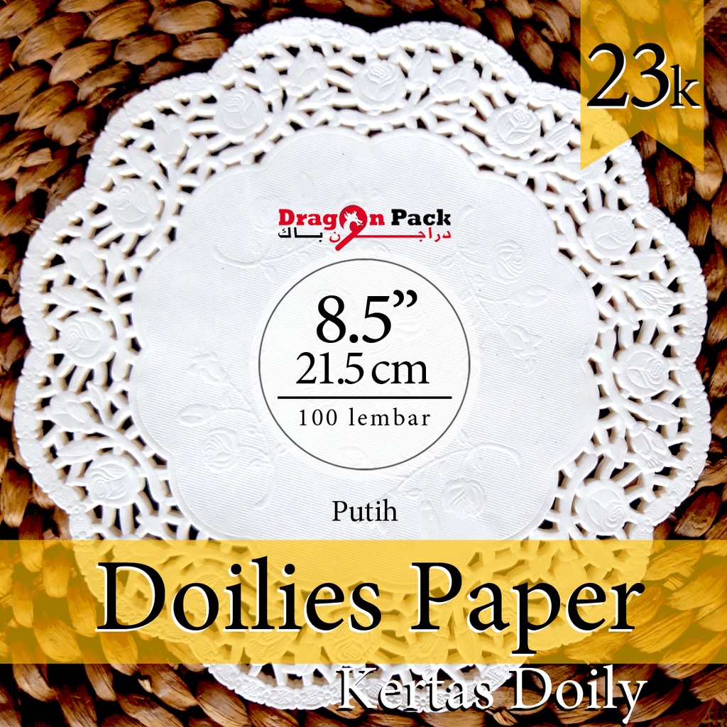 Doily Paper Kertas Doilies 8.5&quot; ( 21.5cm ) 1 pack isi 100 lembar Kertas Alas Renda / Dragonpack