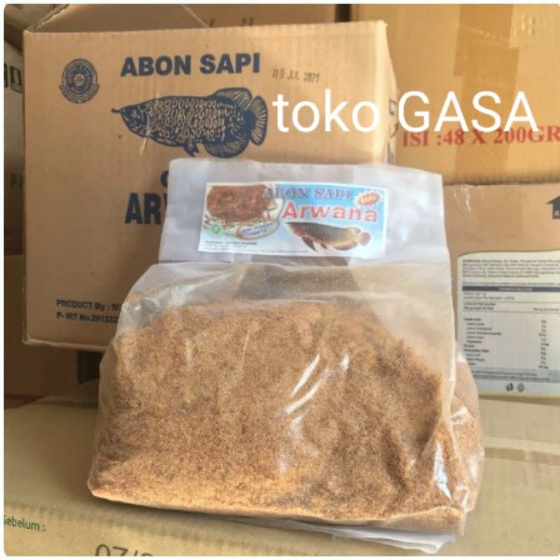 

abon daging sapi asli premium Arwana/Piala/Mawar 1 kg