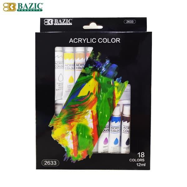 

PROMO - Bazic Acrylic Paint Set 18 Colours 12ml - Cat Akrilik