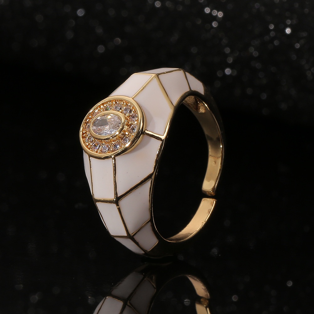 Eropa dan Amerika in geometris dingin ornamen Berlian drop minyak cincin kreatif vintage ring Bahasa