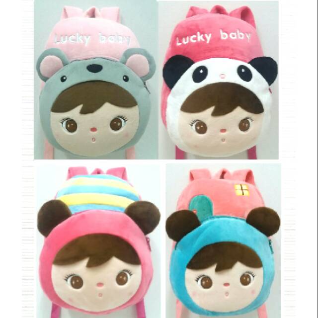 Tas ransel anak sekolah tk SD boneka metoo angela pretty koala panda garis kado ultah baby