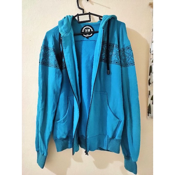 jaket provider bahan kaos warna biru tosca size M