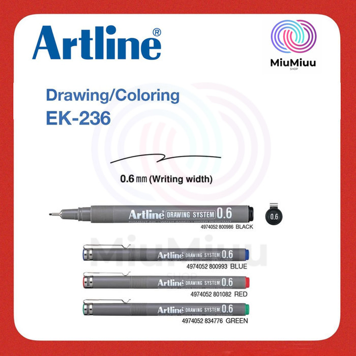 

PULPEN MENGGAMBAR LUKIS DRAWING PEN ARTLINE EK-236 GAMBAR 0.6MM