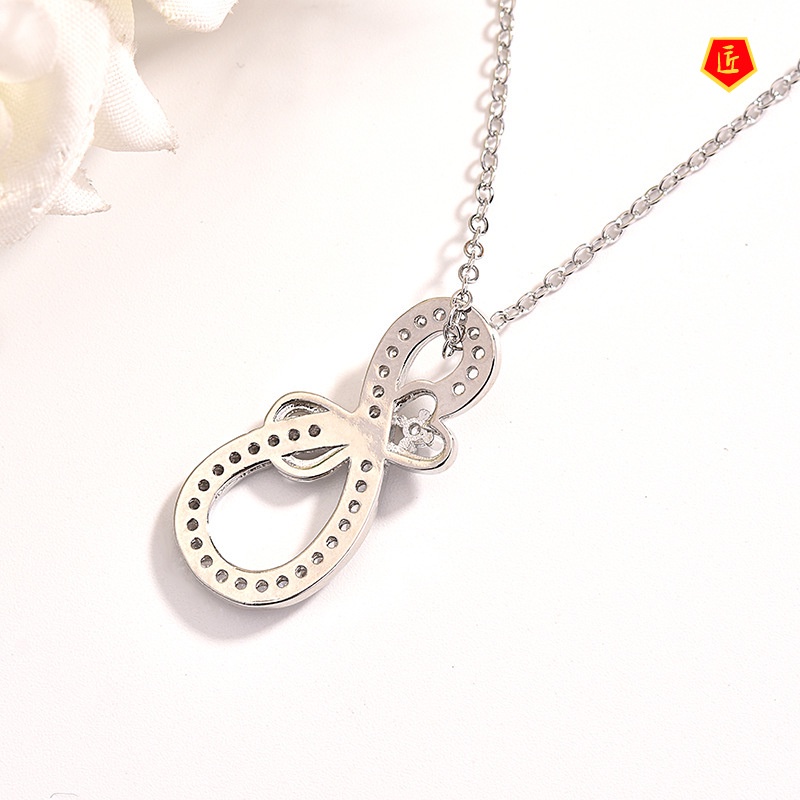 [Ready Stock]Micro-Inlaid Diamond Heart-Shaped Pendant Europe and America Creative 925 Silver Necklace