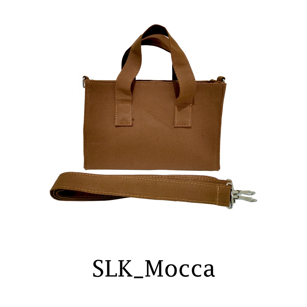 Slingbag Kanvas Wanita 22x14x9cm Sling Bag Bisa Jadi Hand Bag Motif SLK_Mocca