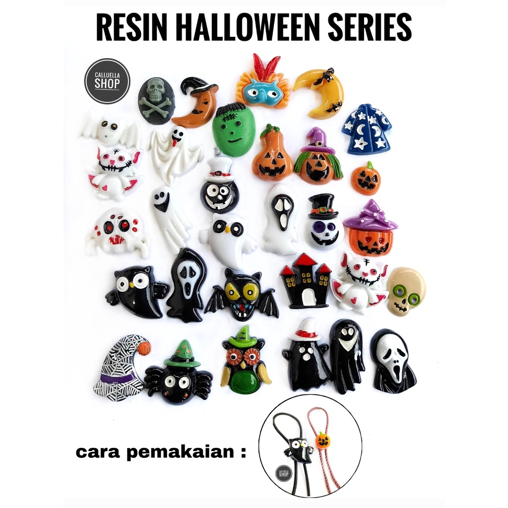 RESIN CLAY TEMPEL MIX MOTIF DAN WARNA MANIK PAREL CINCIN | BAHAN CRAFT CLAY GELANG BROS KALUNG STRAP MASK MASKER PAREL MANIK CRAFT KERAJINAN LUMAJANG FASHION-Helloween series 3bj
