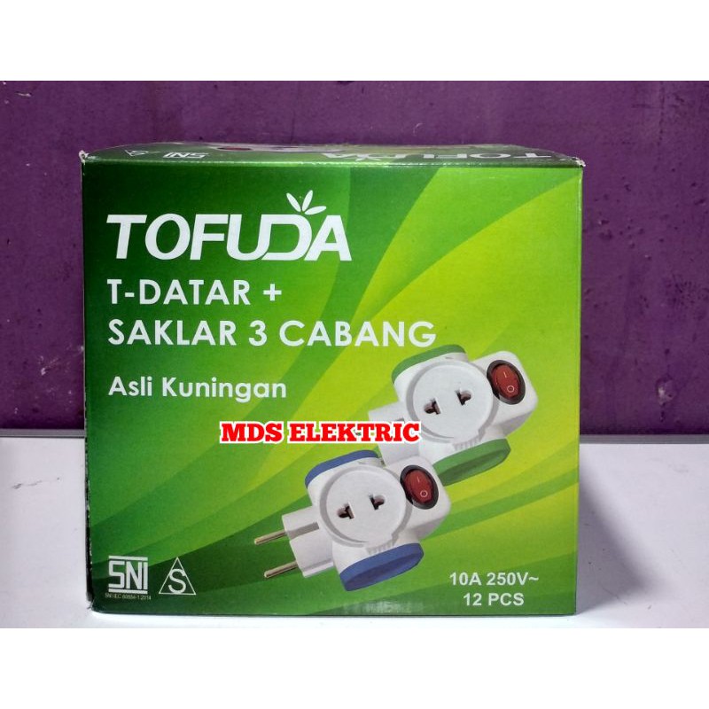 Steker T Arde Datar + Saklar Tofuda T-106DT / Colokan Multi Cabang 4 + Saklar Asli Kuningan