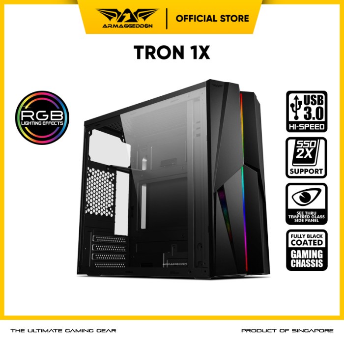 Casing PC Armaggeddon TRON 1X Casing PC Gaming M-ATX | RGB Front Panel