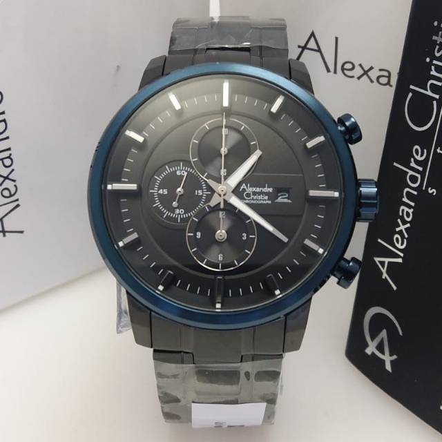 Jam Tangan Alexandre Christie AC 6323 MCBBUBA List Blue Black Original Garansi Resmi