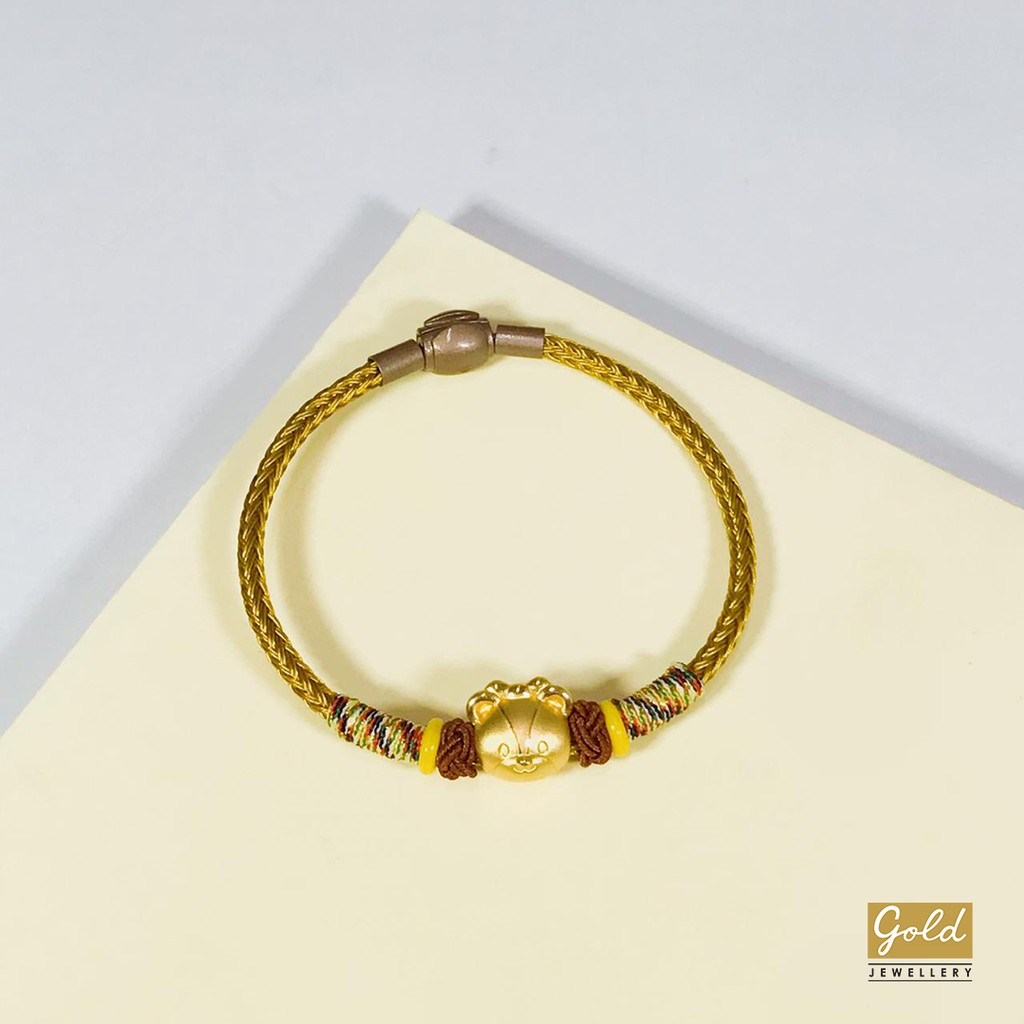 Gelang tali emas hongkong 24k 999 charm lady bear pdr kuning